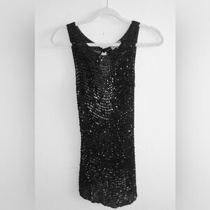 Sparkly Sleeveless Black Top, Medium